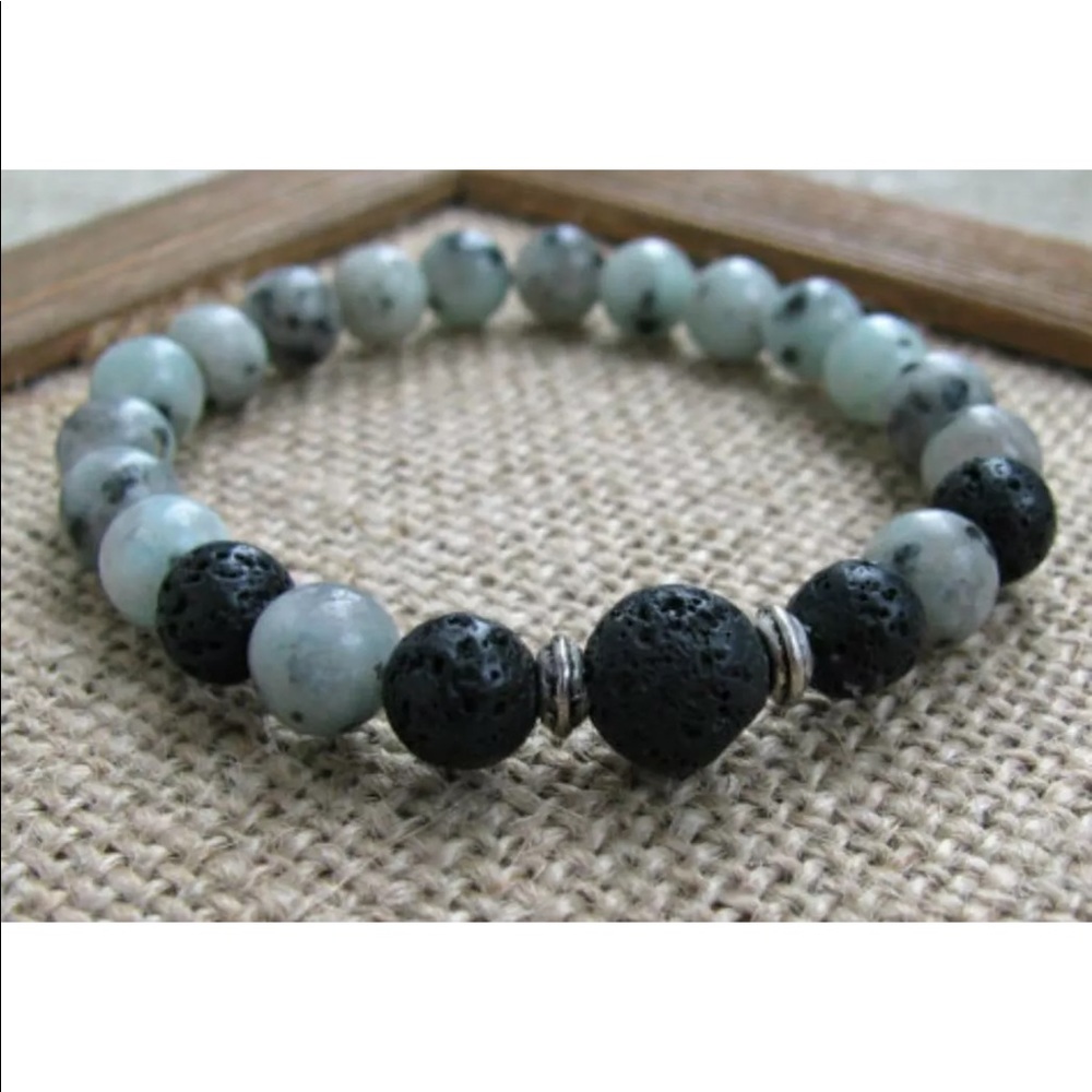 Jasper and lava stone healing grounding bracelet